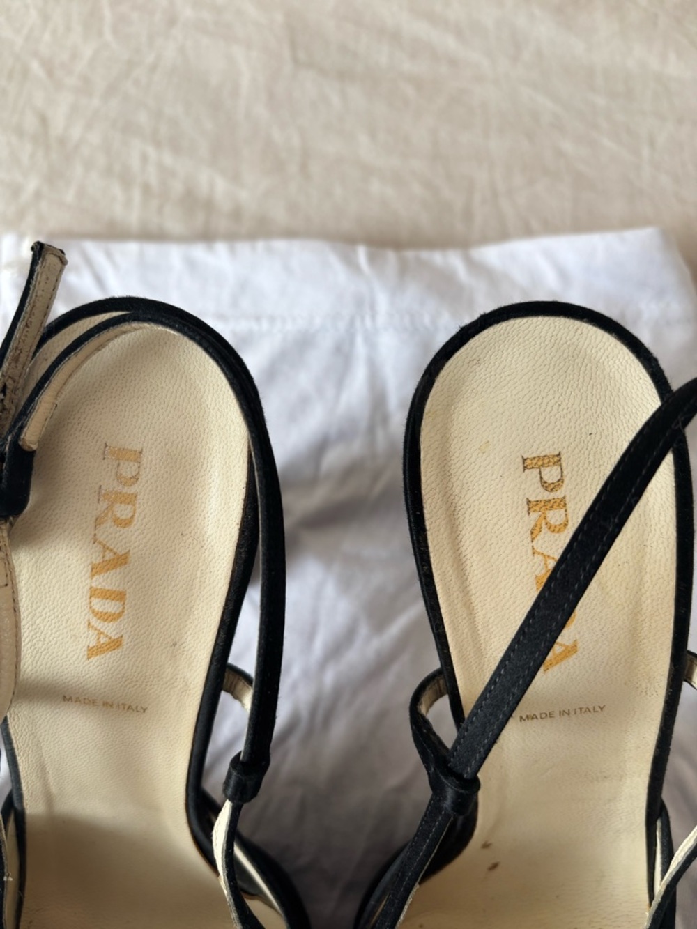 Prada Black and Ivory Slingback Heels - Picture 3 of 7